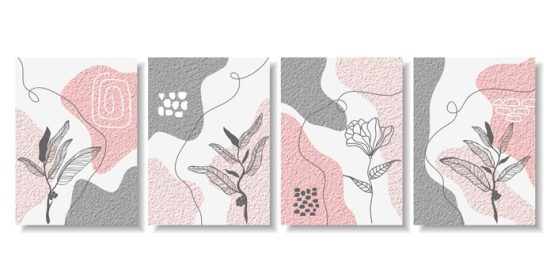 دانلود وکتور مجموعه هنر دیوار گیاه شناسی وکتور شاخ و برگ خط نقاشی نقاشی با