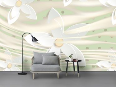 دانلود طرح کاغذ دیواری خانه و دیوار نشیمن دایره گل رویایی سه بعدی غنی