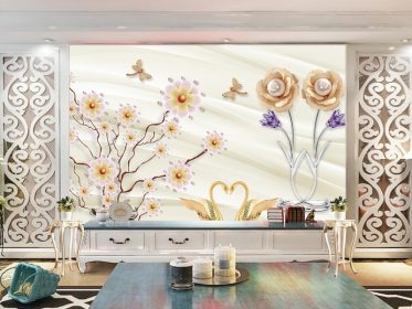 دانلود طرح کاغذ دیواری جواهرات به سبک گل میناکاری دیوار غاز طلایی پس زمینه