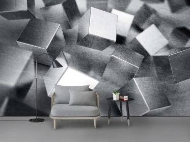 دانلود کاغذ دیواری طرح سه بعدی فلزی مربعی پس زمینه جامد
