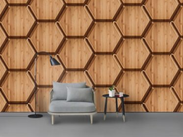 دانلود کاغذ دیواری طرح سه بعدی لانه زنبوری دانه چوبی شش ضلعی ساده دیوار پس زمینه سه بعدی مدرن