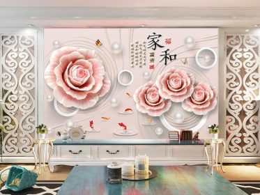 دانلود طرح کاغذ دیواری خانه و دیوار پس زمینه جواهرات لوکس سه بعدی گل صد تومانی نه ماهی فیگور
