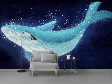 دانلود کاغذ دیواری طرح دستی رویایی نهنگ تصویر حیوانات تصویر دیوار پس زمینه تلویزیون اتاق کودک