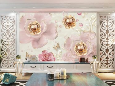 دانلود طرح کاغذ دیواری جواهرات کریستال گل پروانه پس زمینه دیوار
