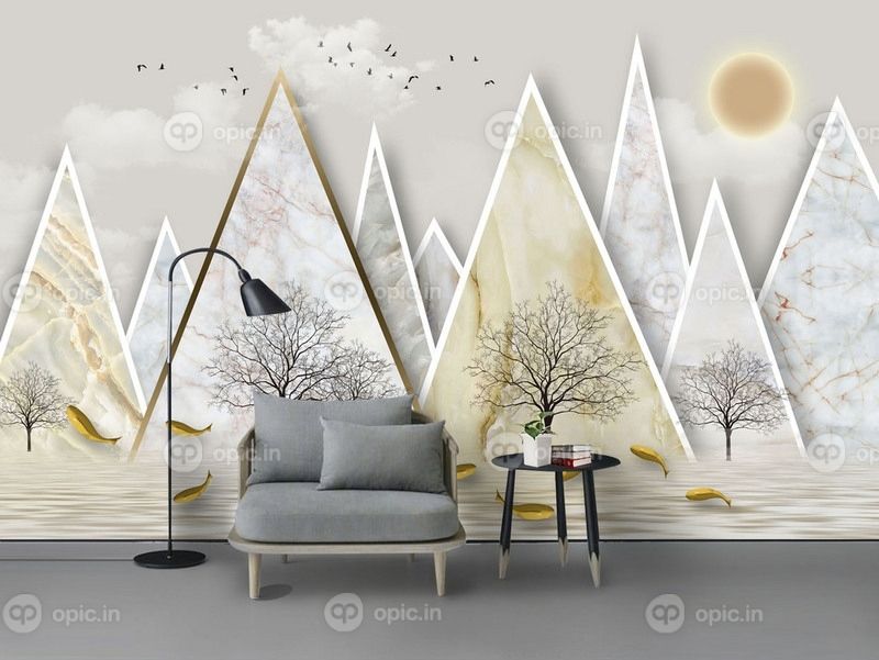 دانلود طرح کاغذ دیواری مدرن شیک انتزاعی هندسی مرمر 鲤 نه ماهی تصویر درخت پس زمینه دیوار