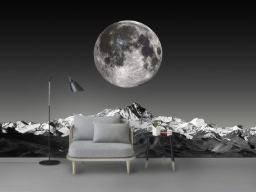 دانلود کاغذ دیواری طرح مدرن خلاقانه قله ماه مینیمالیستی دیوار پس زمینه سیاه و سفید