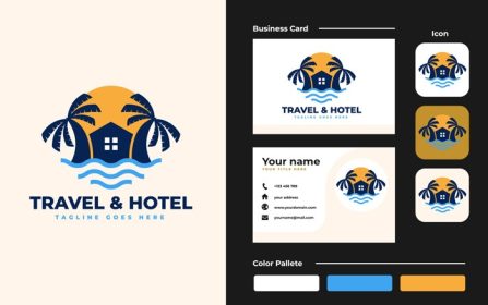دانلود کارت ویزیت قالب طراحی لوگو و کارت ویزیت خانه ساحلی مناسب برای استفاده برای ویلاهای ساحلی و هتل ساحلی