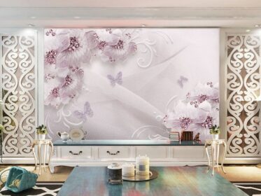 دانلود کاغذ دیواری طرح کوچک الماس صورتی تازه پارچه گلدار پروانه جواهرات پس زمینه دیوار