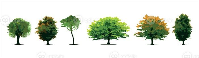 دانلود وکتور درختان کارتونی جدا شده بر روی پس زمینه سفید
