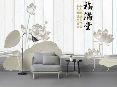 دانلود طرح کاغذ دیواری فومانتانگ گل مروارید سه بعدی اتاق نشیمن دیوار پس زمینه تلویزیون