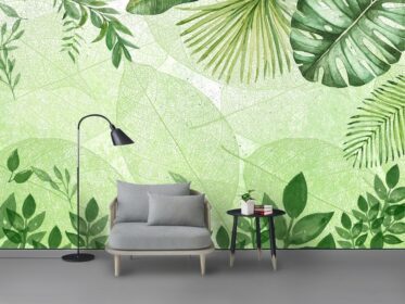 دانلود کاغذ دیواری طرح مدرن مینیمالیستی دیوار پس زمینه گیاه سبز تازه کوچک