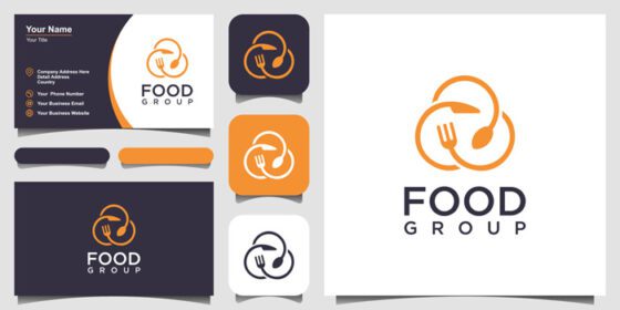 دانلود لوگو طراحی لوگو غذا با مفهوم یک آیکون پین ترکیبی