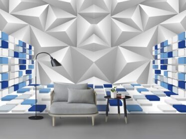 دانلود کاغذ دیواری طرح مدرن مد مینیمالیستی دیوار مثلث الماس مربع سه بعدی
