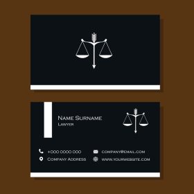 دانلود کارت ویزیت کارت ویزیت وکیل سیاه و سفید با ترازو طرح عدالت