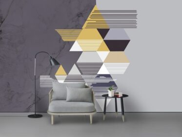 دانلود کاغذ دیواری طراحی مدرن مینیمالیستی با رنگ هندسی دیوار پس زمینه تلویزیون