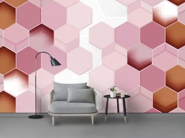 دانلود کاغذ دیواری طرح جدید مدرن سه بعدی هندسی چند ضلعی کنتراست رنگ پس زمینه کاغذ دیواری