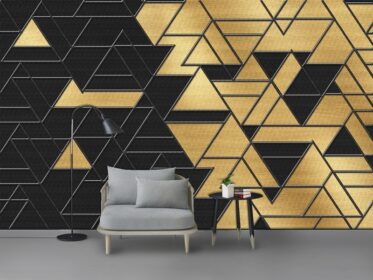دانلود طرح کاغذ دیواری سه بعدی مدرن با الگوی هندسی مینیمالیستی پس زمینه مبل اتاق نشیمن