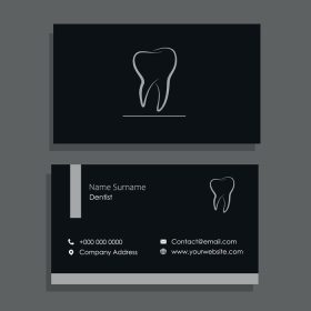 دانلود کارت ویزیت کارت ویزیت دندانپزشک مشکی با طرح دندان متالیک