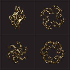 دانلود قالب طرح آیکون وکتور لوگو ماهی طلایی و یین یانگ