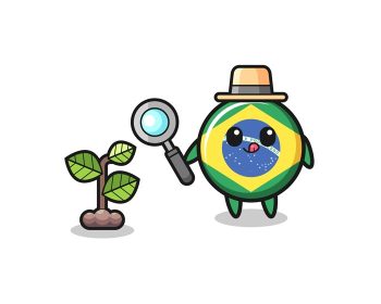 دانلود وکتور گیاه شناس ناز پرچم برزیل در حال تحقیق در مورد گیاهان