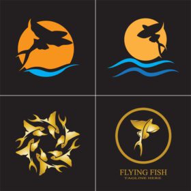 دانلود قالب طرح آیکون وکتور لوگوی ماهی پرنده طلایی