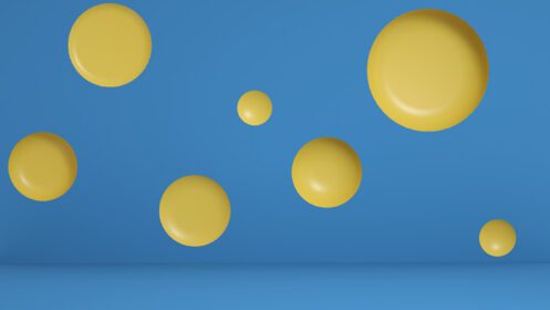 دانلود تصویر تریبون رندر سه بعدی مینیمال پس زمینه آبی و زرد