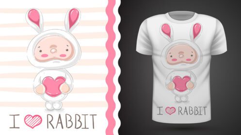 دانلود ایده بچه خرگوش بامزه برای طراحی دستی تی شرت چاپی