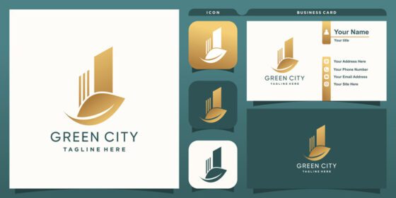 دانلود لوگو لوگوی شهر سبز با وکتور ممتاز مفهومی انتزاعی مدرن