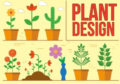 دانلود وکتور هشت متفاوت و زیبا وکتور تصویری گیاهی به سبک کارتونی طراحی شده برای برچسب پوستر کارت تبریک وب سند و سایر سطوح تزئینی
