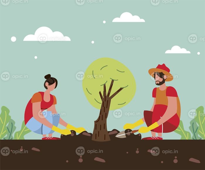دانلود وکتور کاشت زوج کشاورز