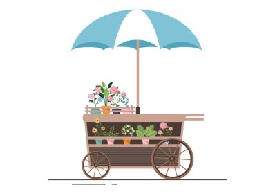 دانلود وکتور فروشگاه گل و گیاه با گل فروشی مراقبت ارگانیک