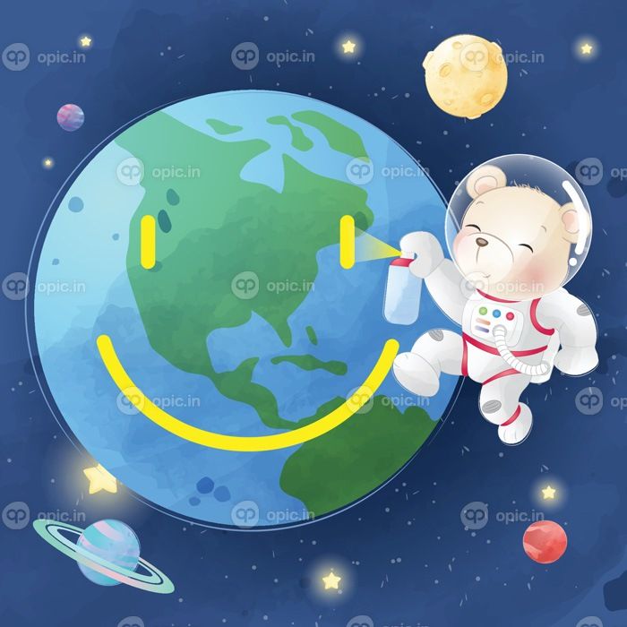 دانلود وکتور تصویر خرس کوچولو ناز در فضا