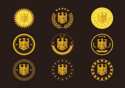 لوگوی دانلود موجود در این بسته لوگوهای مهر و موم عقاب طلایی هستند که برای نشان ها لوگو مهر و غیره عالی هستند
