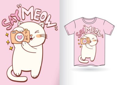 دانلود کارتون گربه ناز با دوربین برای تی شرت