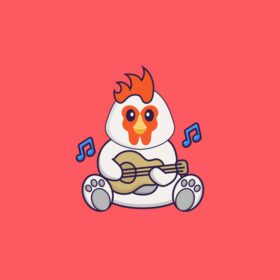 دانلود مرغ ناز با گیتار بازی مفهوم کارتونی حیوانات جدا شده می تواند برای کارت دعوت کارت پستال تی شرت یا سبک کارتونی تخت طلسم استفاده شود