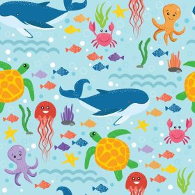 دانلود وکتور حیوانات زیر آب زندگی دریایی پترن بدون درز دریای زیبا