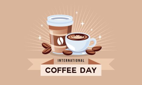 دانلود لوگوی روز جهانی قهوه پس زمینه لوگو فنجان قهوه