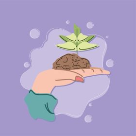 دانلود وکتور دست نگه داشتن گیاه کوچک