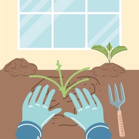 دانلود وکتور دست با مزرعه گیاهان