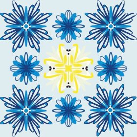دانلود وکتور azulejo به سبک کاشی پرتغالی رنگ آبی و زرد