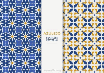 دانلود وکتور azulejo سنتی شکوفا پرتغالی تزئین کاشی وکتور الگوهای بدون درز eps شامل نمونه الگوهای azulejo برای ویرایش آسان