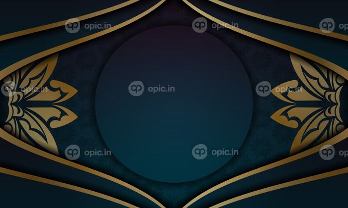 دانلود وکتور پس زمینه آبی شیب دار با تزئینات طلای هندی و