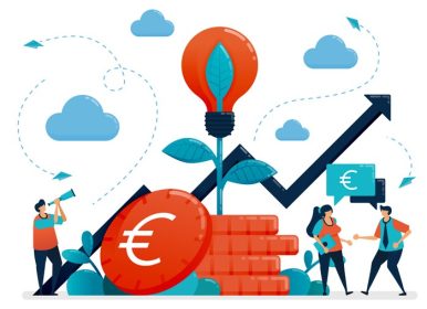 دانلود ایده های برداری برای بهره بانکی سرمایه گذاری و رشد پس انداز استعاره لامپ در کارخانه سکه یورو صندوق های سرمایه گذاری مشترک برای سرمایه گذاری بانکی وکتور تصویر طرح گرافیکی کارت بروشور بروشور بنر