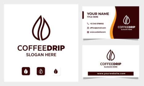 دانلود کارت ویزیت دانه قهوه با مفهوم قطره آب کارت ویزیت طراحی لوگو