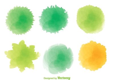 دانلود مجموعه تصاویر وکتور از نمای بالا گیاهان رنگارنگ مختلف به سبک افکت آبرنگ