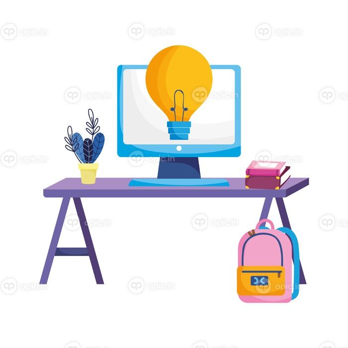 دانلود وکتور ایزوله کتاب های گیاهی میز کامپیوتر و طرح وکتور لامپ