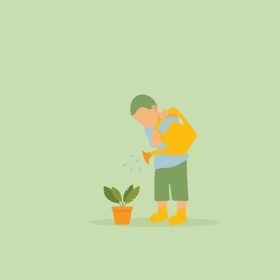 دانلود وکتور بچه آبیاری گیاهان تصویر بچه مراقبت از گیاهان