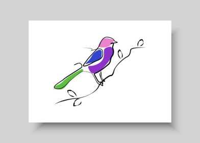دانلود وکتور خط هنر پرنده انتزاعی دست کشیده تصویر برداری