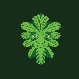 دانلود وکتور لوگوی صورت مرد با طرح برگ که صورت را به رنگ سبز می پوشاند