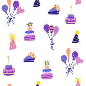 دانلود وکتور کیک تولد و بادکنک بدون درز جشن جشن